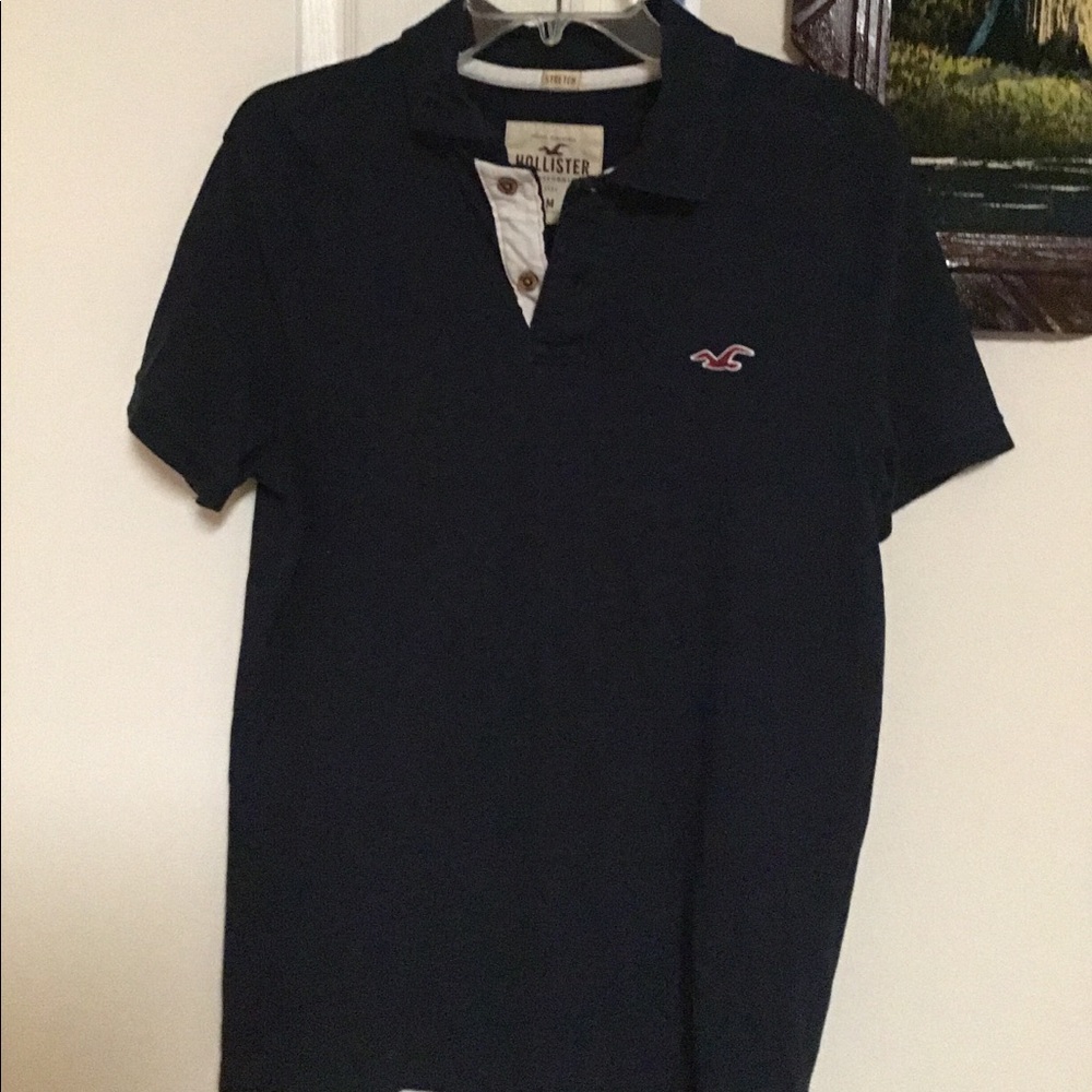 Hollister mens polo navy blue shirt